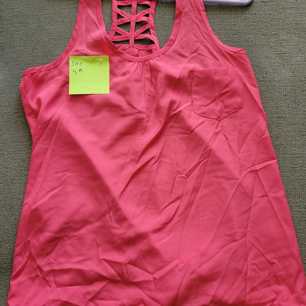 Sh11 Women's Coral Pink Sleeveless Top